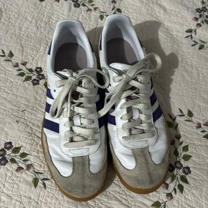 Adidas samba 10.5 white with purple stripes
